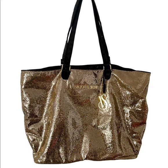 Victoria Secret Gold Glitter Sparkly Tote - Picture 14 of 16